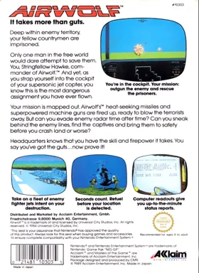 Airwolf (Europe) (Acclaim) box cover back